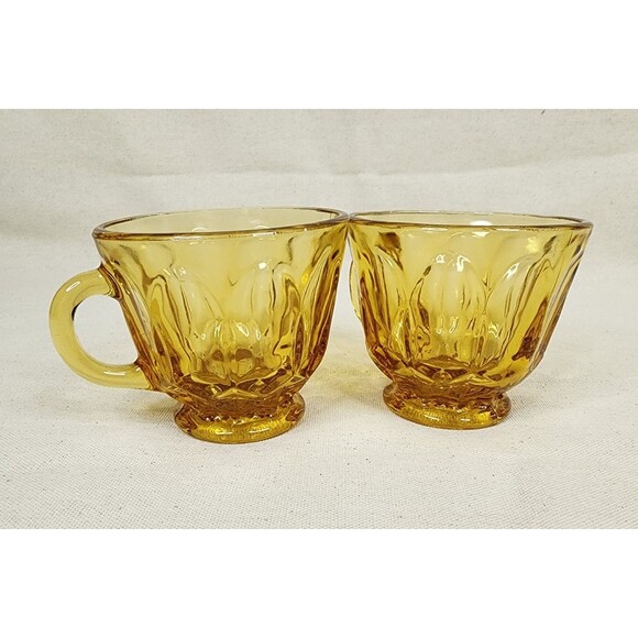 Vintage Anchor Hocking Fairfield Amber Glass Punch Cups – Set of 4, 1970s - Picture 5 of 11